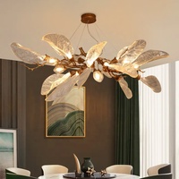 Lustre Créatif de Luxe en Forme de Feuille, Personnalisé pour Villa, Duplex, Escalier, Club, Restaurant, Décoration d'Ingénierie Luminaire