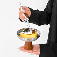 Coupes à glace en acier inoxydable SS304 avec base en bois de noyer 150/250 ml – Bols de dégustation de gâteaux et de desserts pour restaurants et fêtes