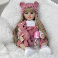 Poupée Reborn Sunnyfan 22 pouces en vinyle, fille aux cheveux longs, lavable, réaliste, jouet compagnon pour les 8-13 ans