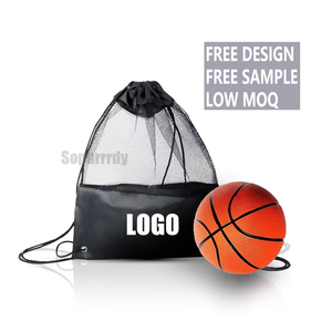 Mochila Deportiva de Nailon con Cordón, Personalizada con Logotipo, Grande, Negra, para Gimnasio, Baloncesto, con Bolsillos de Malla de Poliéster - Product Image 1
