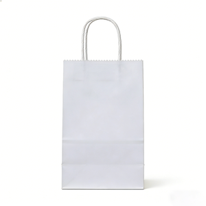 Bolsas de Papel Kraft Blancas Personalizables al por Mayor con Asas Retorcidas y Borde Dentado para Empaque de Regalos en Comercios, Bodas y Fiestas - Product Image 3