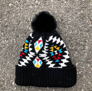 Inverno donna caldo cappello lavorato a maglia piega Hairball <span class=keywords><strong>Aztec</strong></span> berretti - Product Image 5