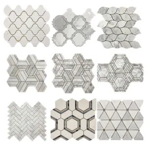 Modern Bathroom Cheap Irregular Shape White Mosaic Marble Tile