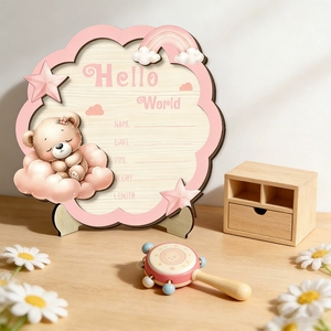 Placa de madera lisa para marcar hitos del bebé, con diseño de Hello World, para niño o niña, con combinación de colores, para registro de nacimiento, accesorio para fotos de mesa, regalo para baby shower - Product Image 2