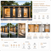 Sauna Exterior Moderna Personalizada HG, Sauna Húmeda de Madera Tratada Termicamente para 3 Personas con Ducha, Control por Computadora, Ventanas Transom, 6KW