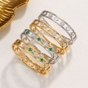 May Mắn Clover Hollow Thép Không Gỉ Vòng Đeo Tay Cho Phụ Nữ Cao Cấp Mạ Vàng Colorfast Chất Lượng Cao Cảm Giác Thời Trang Bangles - Product Image 2