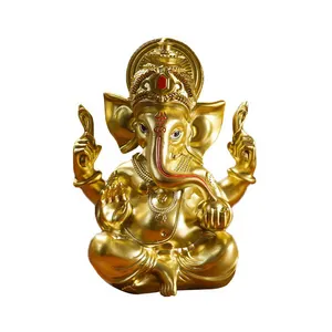 גנש פיל אלוהים פסלי שרף הודו פיל פיסול Fengshui מזל עושר ההינדית בודהה צלמית קישוט זן פסל