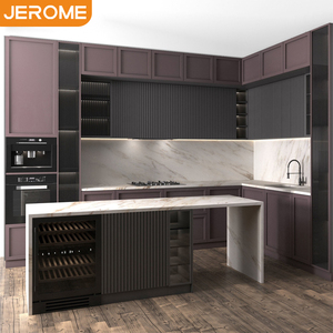 Fabricante Jerome, Isla de Cocina Personalizada de Madera Contrachapada con Laminado HPL, Encimera de Cuarzo, Diseño de Gabinetes - Product Image 5