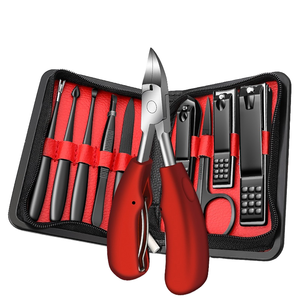 Kit de manucure et pédicure en acier inoxydable avec coupe-ongles, couteau à ongles, coupe-ongles incarnés et étui – Forme biseautée pour les doigts - Product Image 1