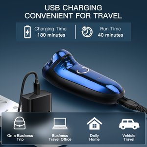 Afeitadora Eléctrica Rotativa <span class=keywords><strong>PRITECH</strong></span> 3D Recargable, Húmeda/Seca, con Triple Cuchilla, Impermeable, para Hombres, Uso Facial en Hoteles y Hogares - Product Image 3