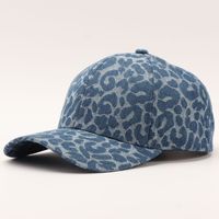 Casquette de baseball 6 panneaux en coton imprimé léopard, style européen et américain, à visière rigide et large