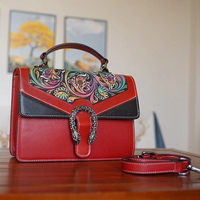 Sac à main de luxe pour femmes en cuir véritable anti-vol à motif floral, tendance été, conçu par des créateurs de mode