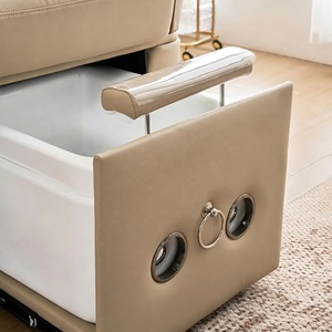Sillón de Pedicura Beige Tapizado con Reposabrazos y Cojín, Mueble de Salón con Lavabo - Product Image 2