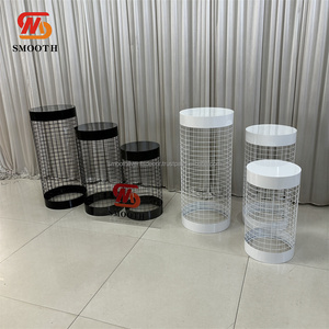 SMOOTH Wedding Decoration White and Black Round Metal Wedding Cylinder <b>Plinth</b> for Wedding Event Party - Product Image 2