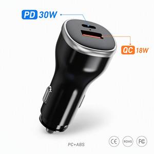 Cargador <span class=keywords><strong>de</strong></span> Coche USB C Doble <span class=keywords><strong>de</strong></span> 12V, 30W PD, <span class=keywords><strong>33W</strong></span> PPS, 18W QC, 51W, Resistente al Fuego, Fabricación Directa <span class=keywords><strong>de</strong></span> Fábrica OEM ODM - Product Image 1