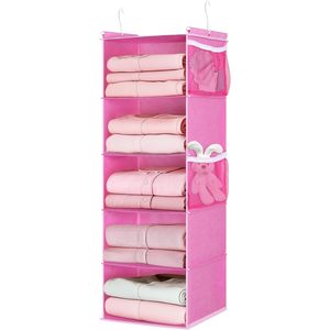 5-<b>Shelf</b> Hanging Closet Organizer 33x15x85cm Foldable Storage <b>Shelves</b> With Side Pockets For Bedroom Clothing - Product Image 1