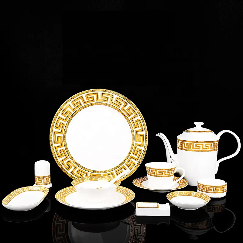 Bone China Geschirr Set moderne glasierte Keramik schalen und Teller im europäischen Stil High-End Hotel 11 Geschenk box Verarbeitung vor Ort