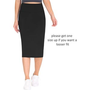 Falda lápiz de cintura alta para mujer FOXA, elástica, ajustada, midi, con abertura trasera debajo de la rodilla - Product Image 3