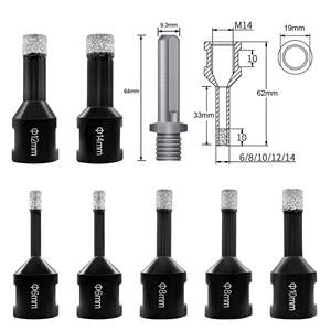 PEXMIENTAS 7 pièces M14 scie cloche <span class=keywords><strong>diamant</strong></span>ée brasée pierre <span class=keywords><strong>carrelage</strong></span> porcelaine marbre meuleuse de trous perceuse électrique ensemble scie cloche <span class=keywords><strong>diamant</strong></span>ée - Product Image 4