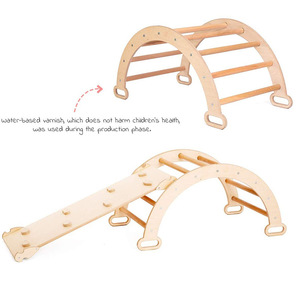 Wooden Climbing <b>Frame</b> For Toddlers Indoor <b>Play</b> Structure Natural Wood Color Geometric Shape Unisex Toy - Product Image 1