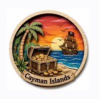 Imán de nevera multicolor de MDF de las Islas Caimán, recuerdo al por mayor, con impresión UV OEM, calavera Jolly Roger, regalo de la Semana del Pirata del Caribe