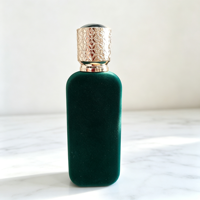 Flacon de parfum carré de luxe avec pulvérisateur atomiseur, en verre floqué, vide, personnalisable avec logo, design 2026, OEM, 50 ml avec capuchon doré