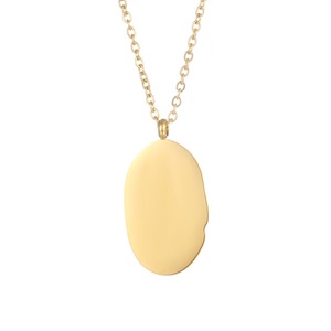 Colliers pendentifs pour femmes avec breloque ovale vierge en acier inoxydable plaqué or 18 carats, chaîne à maillons gravée sur mesure, pour les fêtes - Product Image 2