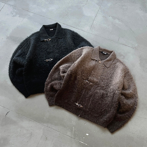 Vestes en mohair surdimensionnées tricotées sur mesure, de haute qualité, pour pompiers, avec boucle à fermoir homard, design tendance, vestes en mohair pour hommes - Product Image 2