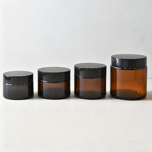 Tarro de <span class=keywords><strong>Crema</strong></span> Color Ámbar, Tarro de Vidrio Cosmético Minimalista de Alta Gama para Cuidado Personal - Product Image 2