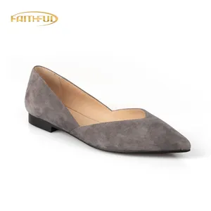 Wholesale Luxury Suede Grey Balerine Femme Chic Ladies Flat Shoes 2022 Pointed Toe Soft Ballet Flats Party Women Shallow Loafers