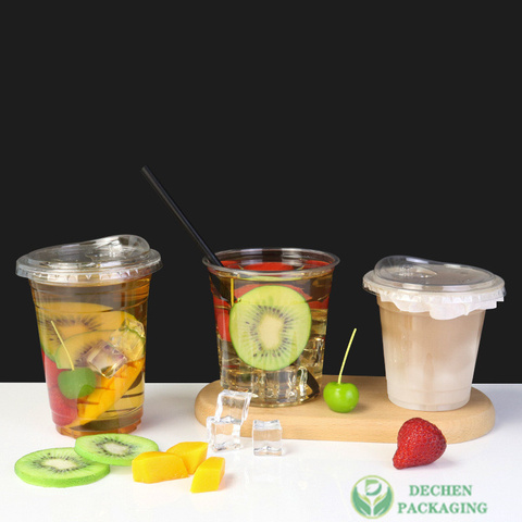 Vasos de plástico con pajita y vasos nuevos para té de burbujas de PET