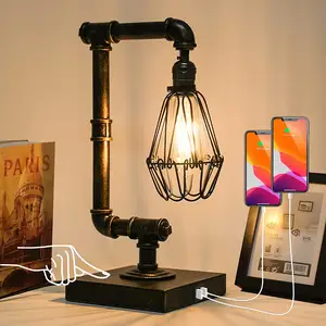 3-Way Dimmable Industrial Iron Steampunk Water Pipe Desk Table Lamp With Touch Control