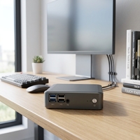EGLOBAL CPU Intel Pentium Gold 5405U Dual Cores Four Threads 2xDDR4 Max 64 Gb 6usb + 3Display Port 4K Portable Mini Pc Win8.1/10