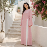 Robe Abaya pour femmes musulmanes, ensemble 2 pièces, dos à lacets, fermeture éclair cachée, fente latérale, à porter en extérieur ou en intérieur, 8 couleurs disponibles, Loriya