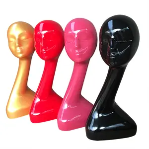 Goedkope Faceless Abstracte Vrouwelijke Pruik Hoofd Display Zwarte Kale Mannequin Heads Lange Hals Voor Hoed Sieraden Bril