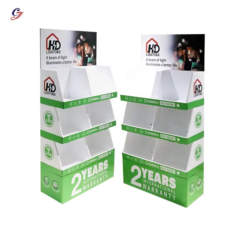 Custom Printing Paper PDQ Display Boxes Cardboard Display Stands For LED Light Bulb Product Retail Shop Store