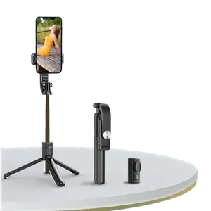 VO2 tongkat selfie multifungsi, tongkat swafoto Mini Selfi Stabil dudukan ponsel fleksibel dengan lampu LED cincin