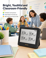 Kylendar Mini Horloge numérique électronique de 4,2 pouces, calendrier de bureau, planificateur d'étude pour professeurs et étudiants, affichage multi fuseaux horaires