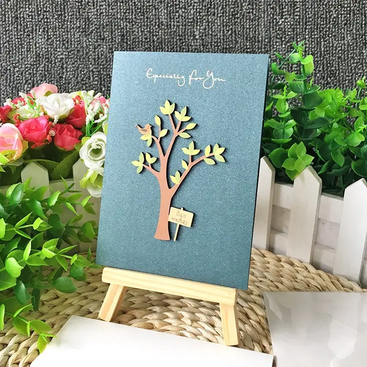 9 designs luxury handmade decoration full color greeting card printing/thank you cards with envelope