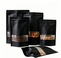 Pochette verticale de luxe en papier kraft enduit à fermeture magnétique avec fenêtre en plastique pour emballage de collation et de café recyclable