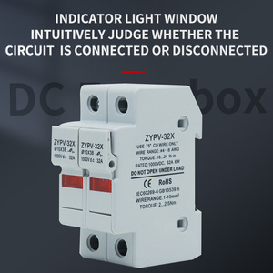 מחזיק נתיך פלסטי בעל כושר ניתוק גבוה 1000V 32A עבור מערכת סולארית פוטו-וולטאית, עם נורית LED, דגם CHRMSHDG ZYPV-32X - Product Image 2