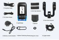 Speedometer Sepeda Digital Multifungsi Empat-dalam-Satu Tahan Air LED ABS Isi Ulang USB Nirkabel Terintegrasi Klakson