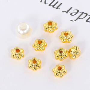 18K Gold Plated Flower Shape Spacer Beads 6mm For <b>Bracelet</b> Making Jewelry Findings <b>Copper</b> Material - Product Image 4