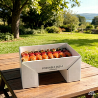 Boîte de rangement modulaire démontable en carton ondulé, biodégradable, écologique et de qualité alimentaire pour sushis, pizzas et emballages pratiques
