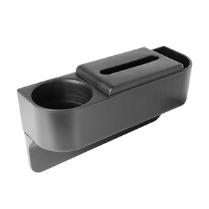 Boîte de rangement pour l'espace entre les sièges de voiture, porte-gobelet en plastique noir, organisateur pour le rangement intérieur de la voiture avec compartiment pour les mouchoirs - Product Image 1