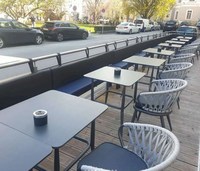 Modernes Design Kompaktes HPL-Tisch laminat UV-geschützt Leicht zu reinigen für den Außenbereich in Hotels Kranken häuser Eingangs-und Villen für Bars