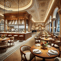 Ensemble table et chaises de luxe en bois massif et cuir PU pour restaurants hôtels cafés cafés restaurants