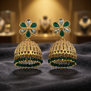 Mayoristas de Joyería Artificial de Moda en India, Jhumki Antiguos con Baño de Oro 233087 - Product Image 1