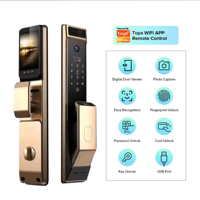 Kunci Pintu Pintar Otomatis Penuh dengan Pengenalan Sidik Jari WiFi TUYA, Kata Sandi, Kartu Gesek, Pengenalan Wajah 3D, dan Interkom Video