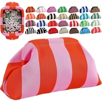 Pochette Mahjong en tricot nuage rayé avec logo personnalisé, rangement résistant à l'eau à blocs de couleur pour tuiles de Mahjong américain